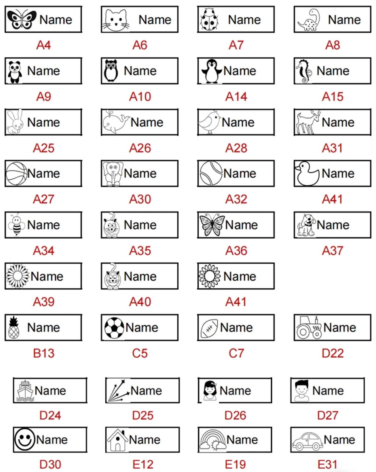 Kinder Namensstempel Textildrucker